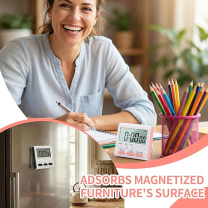 Mudder 12 Pack Digital Kitchen Timer for Cooking, Large Digits, 24 Hour Magnetic Backing Stand Kitchen Timers Clock for Classroom Kids Teachers, Loud Alarm and Large Screen (Mix Color) - Image 6