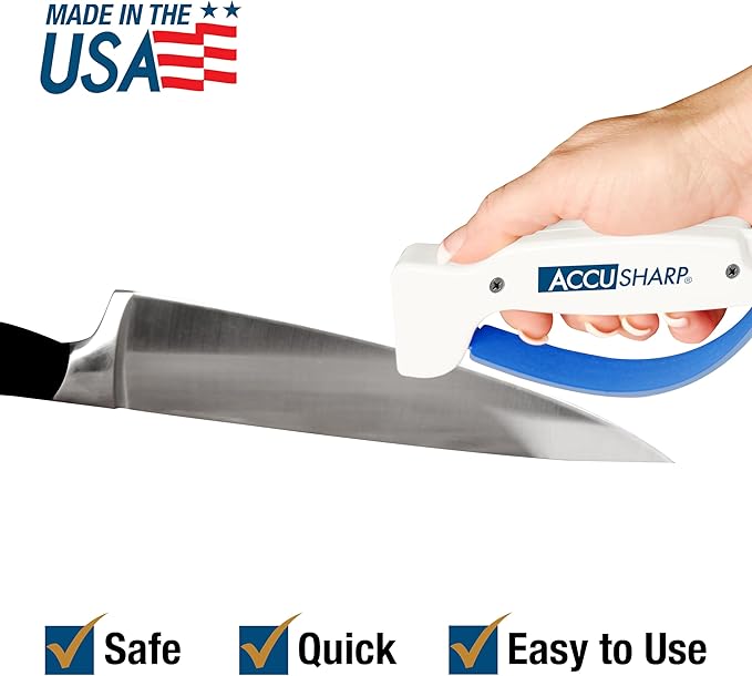 AccuSharp Knife Sharpener, Ergonomic Comfortable Handle, Compact & Easy to Use, Restore and Hone Straight & Serrated Knives, White - Image 5