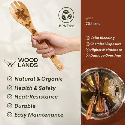 Christmas Wooden Spoons for Cooking - 6-Piece, Christmas Kitchen Utensils Gifts for Kitchen Decor including Spatulas & Spoons, Heat-Resistant, Eco-Friendly And Safe for Non-Stick Cookware - Image 6