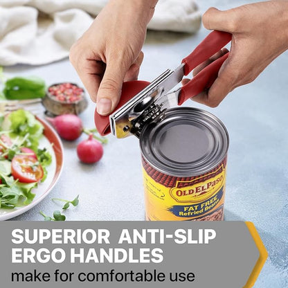 Can Opener Manual Heavy Duty, UHIYEE Hand Held Can Openers for Seniors with Comfort Grip Sharp Blade, Solid Steel Hand Manual Can Open with Magnet for Kitchen Camping, Red - Image 5
