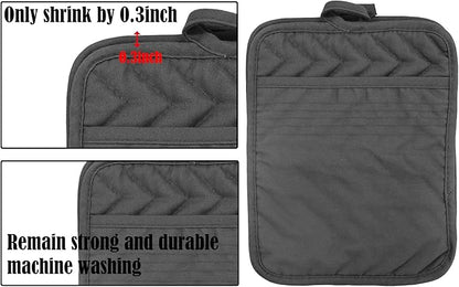 Oven Pot Holder with Pocket Cotton Heat Resistant Coaster Potholder Kitchen Hot Pad Oven Mitts for Cooking Square 7"x9"Set of 5 (Grey) - Image 4
