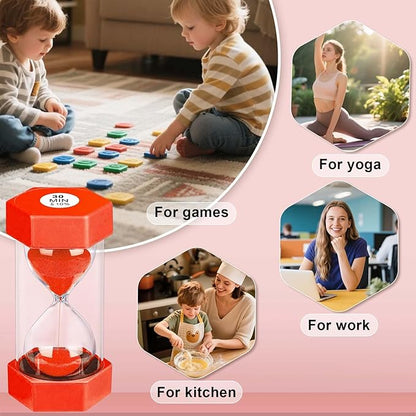 Hourglass Sand Timer 1 Minute, Unbreakable 1m Sand Clock, Plastic SandWatch 1 Min, Reloj De Arena 1 Minutos, Colorful Hour Glass Sandglass for Classroom Games(Red)