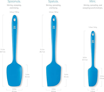 DI ORO Silicone Spatula Set - Rubber Kitchen Spatulas for Baking, Cooking, & Mixing - 600°F Heat-Resistant & BPA Free Silicone Scraper Spatulas for Nonstick Cookware - Dishwasher Safe (3pc, Blue) - Image 5