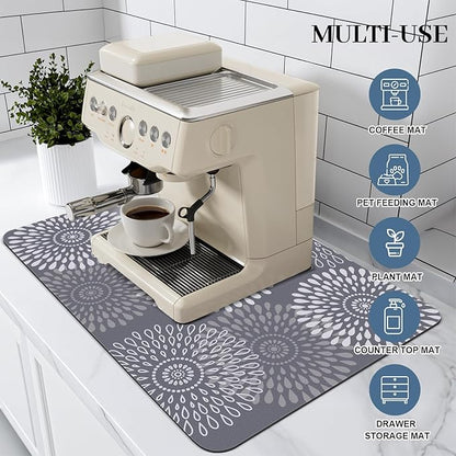 LuxStep Dish Drying Mat Super Absorbent Kitchen Counter Mat Rubber Backing Draining Mat Easy to Clean Kitchen Accessories Dish Rack Pad for Dishes, Utensils, Countertops, Sinks 16" x 24" Grey - Image 3