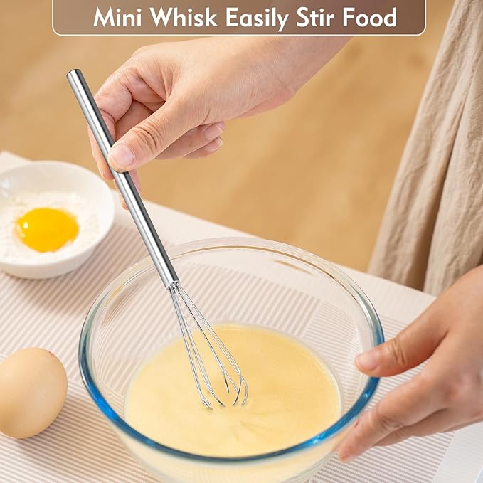 10 Inch Mini Whisk, 304 Anti-Rust Stainless Steel Small Whisks for Cooking, Baking, Mixing Ingredients & Deep Containers (1 Piece) - Image 5
