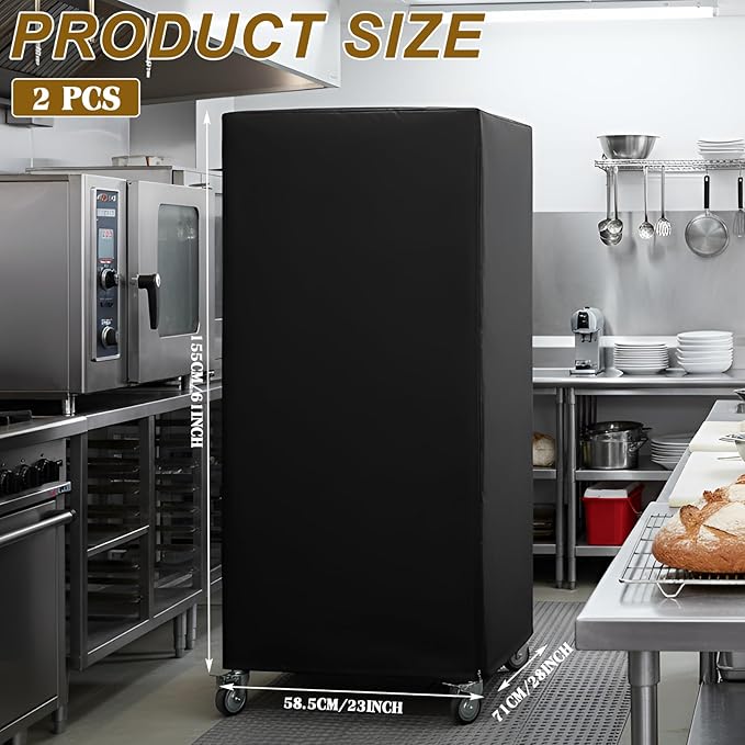 Riakrum 1 Pc Bun Pan Rack Cover Bakers Rack Cover 20 Tier Sheet for Home Kitchen Restaurant Dining Bakery 28" L x 23" W x 61" H(Black,Oxford Cloth) - Image 2