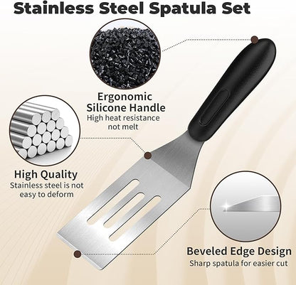Stainless Steel Spatula Set,Mini Serving Spatula for Kitchen Use,Metal Spatula for Cooking with Heat Resistant Handle,Metal Spatulas for kitchen use for Pancakes、Lasagna、Brownies、Cake and Cookie (2PC) - Image 3