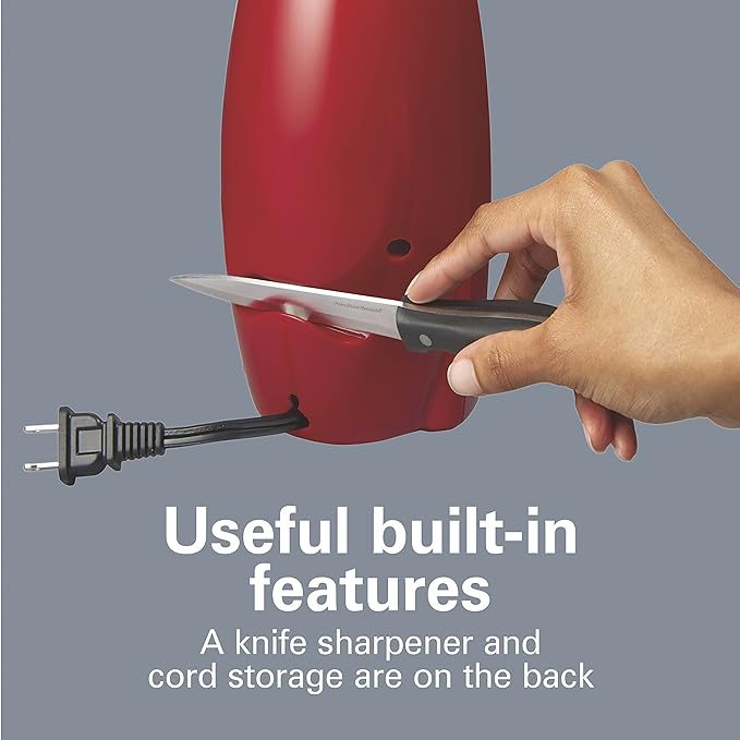 Hamilton Beach Electric Automatic Can Opener with Auto Shutoff, Knife Sharpener, Cord Storage, and SureCut Patented Technology, Extra-Tall, Red - Image 6