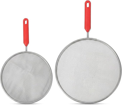 Splash Guard for Frying Pan, Frying Pan Screen Splatter Guard Set of 2, Stainless Steel Oil Splatter Screen for Frying Pans, Kitchen Cooking Protection, Splatter Guard with Heat Resistant Handles by Unknown
