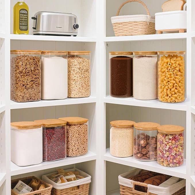 ComSaf 2Pcs Large Glass Storage Containers with Lids 4Qt, 1 Gallon Wide Mouth Flour Sugar Storage Containers, Large Capacity and Sealed for Rice, Cereal, Oat, Easy Clean and Scoop, Pantry Organization - Image 5
