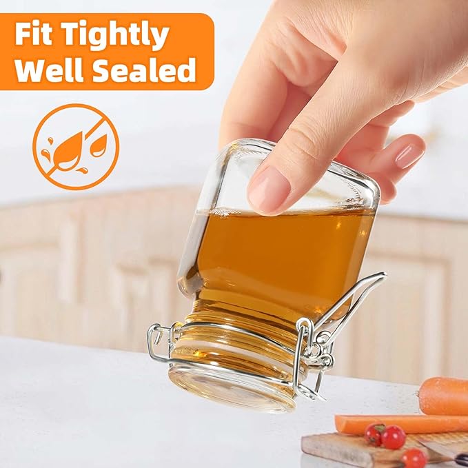 SKOCHE Spice Jars 20 Pack Small 4 oz Glass Jars with Airtight Hinged Lids, Spice Herb Jars with Labels and Silicone Funnels, 4oz Glass Jars with Lids Ideal for Spice Herbs - Image 4