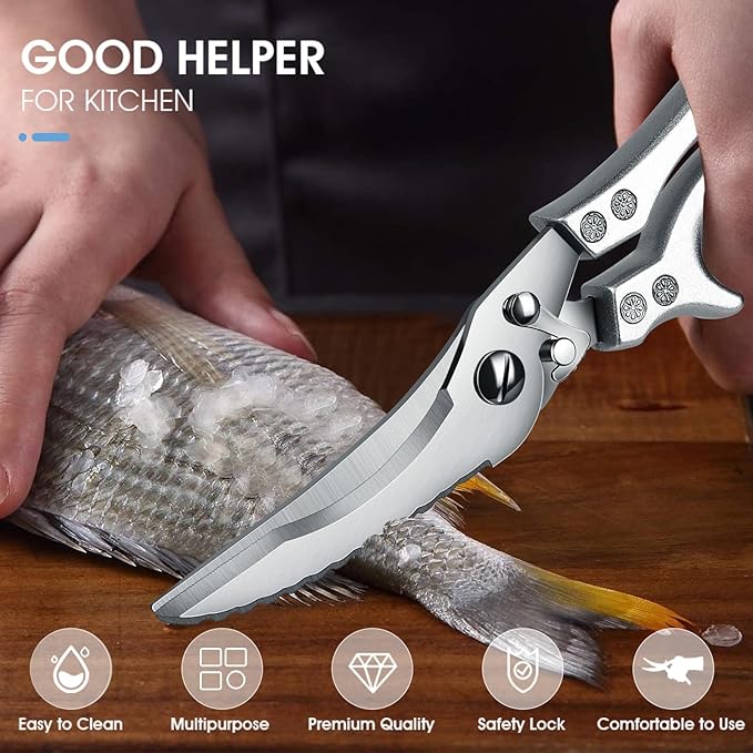 PURPLEBIRD Poultry Shears Heavy Duty, Kitchen Scissors Dishwasher Safe Kitchen Shears for Meat Cutting Stainless Steel Meat Cooking Scissors for Thanksgiving Day, Ideal Gifts for Men and Women