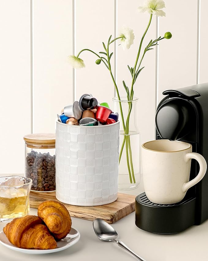 Nucookery 6.4'' Utensil Holder - Ceramic Utensil Holder for Kitchen Counter, Large Capacity Countertop Storage, Farmhouse Style Utensil Crock Organizer for Spoons, Spatulas & Cooking Tools - Image 6