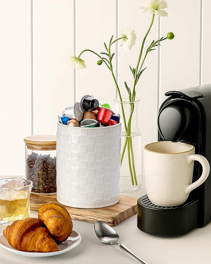 Nucookery 6.4'' Utensil Holder - Ceramic Utensil Holder for Kitchen Counter, Large Capacity Countertop Storage, Farmhouse Style Utensil Crock Organizer for Spoons, Spatulas & Cooking Tools - Image 6