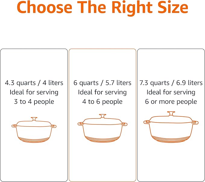 Amazon Basics Enameled Cast Iron Dutch Oven Pot with Lid, Oven Safe, Heavy-Duty, Dual Handles for Braising, Stews, Roasting, Round, 6-Quart, Gray - Image 5