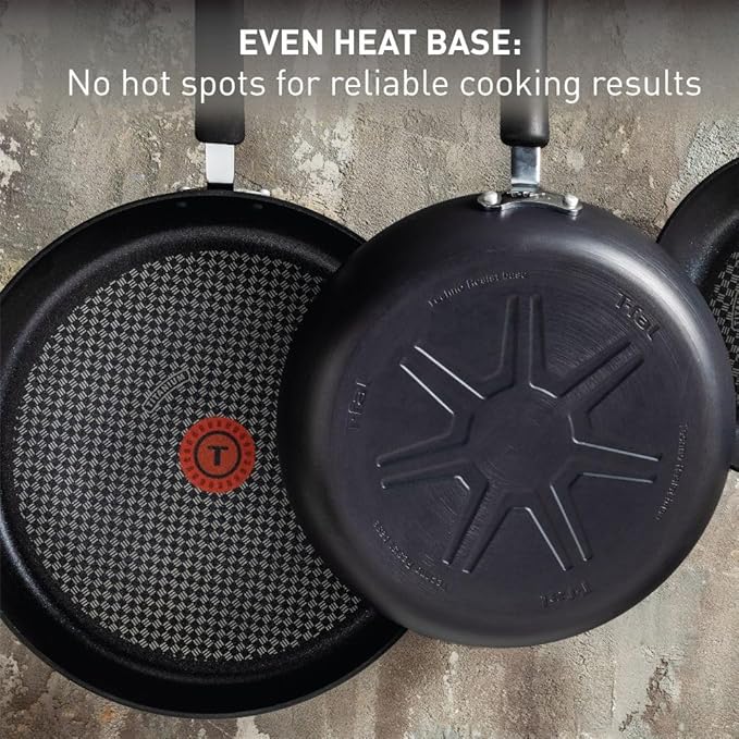 T-Fal Ultimate Hard Anodized Nonstick Fry Pan Set 3 Piece: 8, 10.25, & 12 Inch, Oven Broiler Safe 400F, Kitchen Cookware Set, Pots and Pans Set Non Stick, Frying Pans, Skillets, Dishwasher Safe, Onyx - Image 6