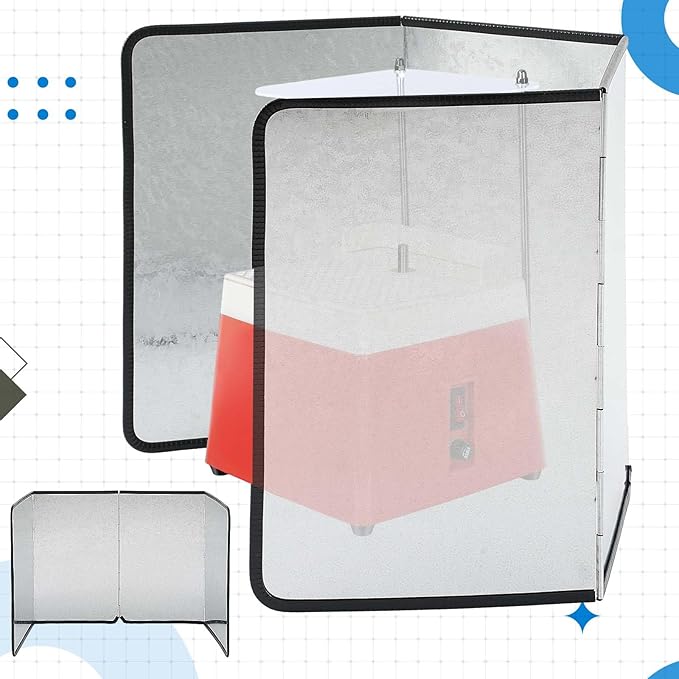 Honeydak Splatter Guard Stained Glass Supplies 39.37 x 16.14 Inch Galvanized Sheet Grinder Splatter Screen Foldable Anti Splash Guard 4 Sided Protector with Power Cord Notch for Glass Grinding Machine - Image 5