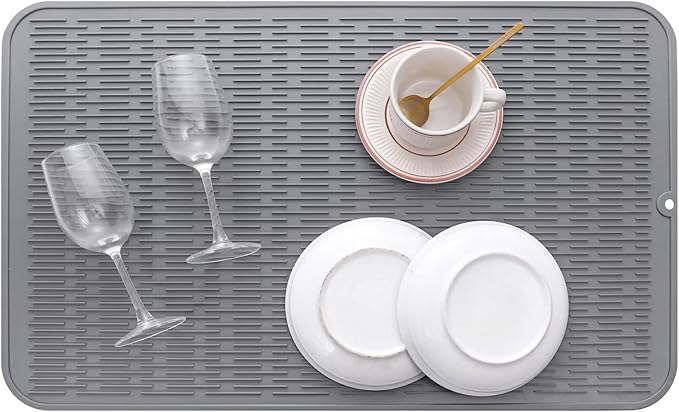 MicoYang Silicone Dish Drying Mat for Multiple Usage,Easy clean,Eco-friendly,Heat-resistant Silicone Mat for Kitchen Counter or Sink,Refrigerator or Drawer Liner Grey 3XL 28 inches x 18 inches - Image 6
