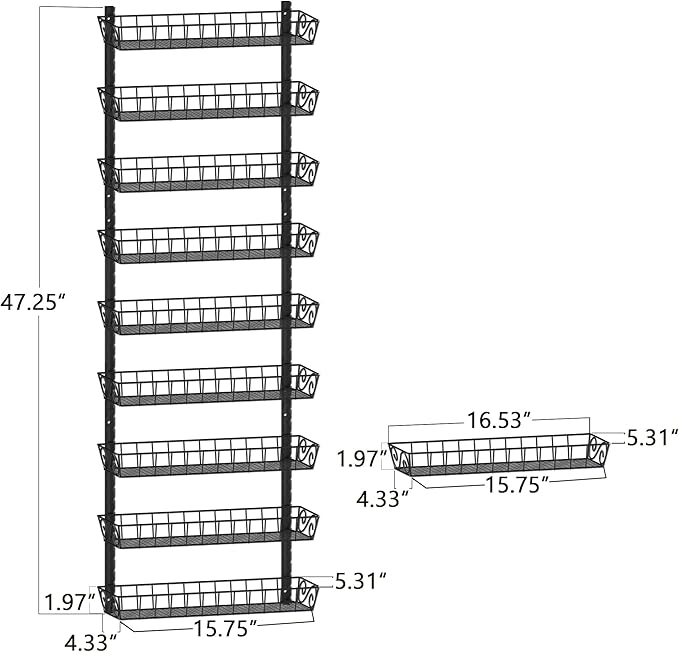 SWOMMOLY Adjustable Wall Mount Spice Rack, 9-Tier Dual-use (Multi-use) Organizer, Black - Image 3