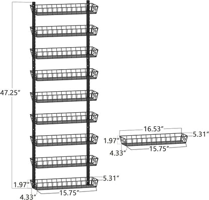 SWOMMOLY Adjustable Wall Mount Spice Rack, 9-Tier Dual-use (Multi-use) Organizer, Black - Image 3