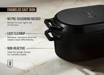 Kook Dutch Oven, For Sourdough Baking, Dual Handles, Enameled Cast Iron, includes Silicone Mat and Sourdough Guide, Dishwasher Safe, Oven safe 500F, 5 Qt, (Black) - Image 4
