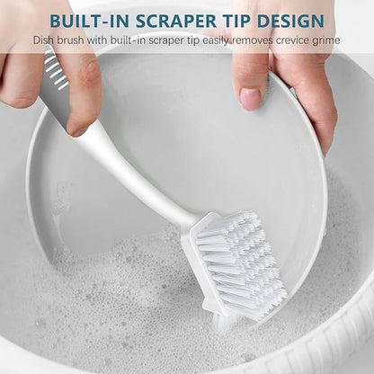 SetSail Dish Brush Set of 3 Piece, Dish Scrub Brush with Long Handle Deep Cleaning Brush with Scraper Tip for Kitchen Dishes Bottle Cup Pot Pan, Grey - Image 7