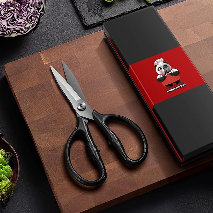 SHAN ZU 8.4" Titanium Heavy Duty Kitchen Scissors - Japanese 5Cr15MoV Stainless Steel Shears, All Purpose Detachable Shears for Meat/Herbs/Poultry, Dishwasher Safe, Gift Box Included (Black) - Image 6