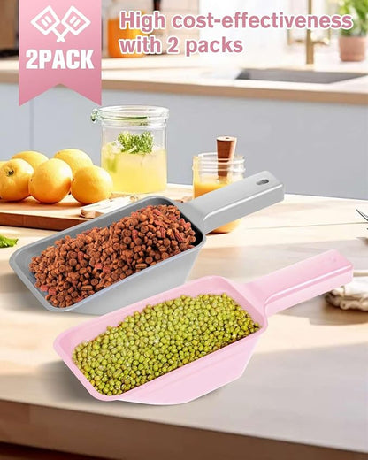 2 Cup Dog Food Scoop(2 Pack), Plastic Pet Food Scoop with Measuring Lines for Accurate Pet Food Portions,Dishwasher Safe (Grey and Pink) - Image 2