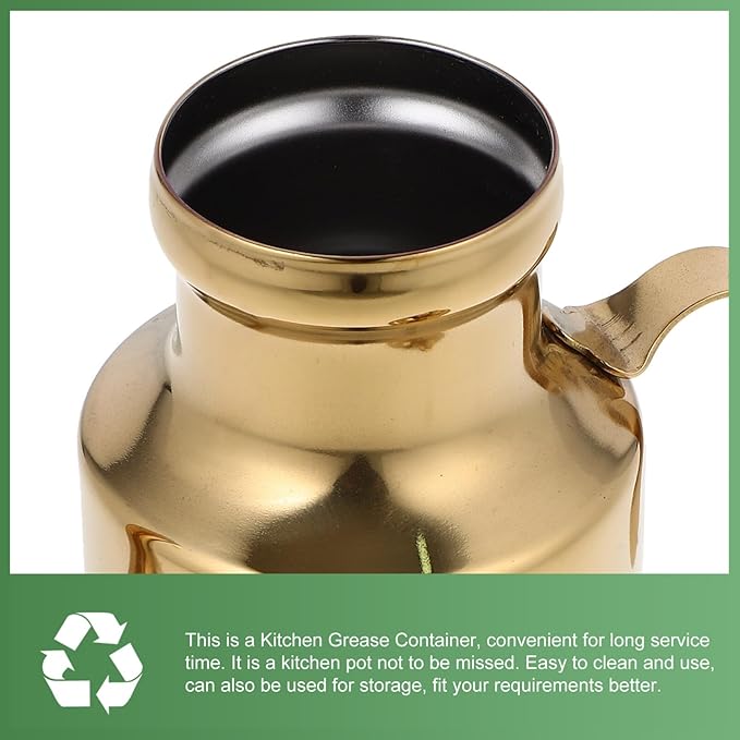 Garneck Gold Olive Oil Dispenser Bottle for Kitchen 11oz Stainless Steel Oil Storage Container With Long Spout Vinegar Grease Pot With Non- Slip Handle for Bbq Cooking Restaurant