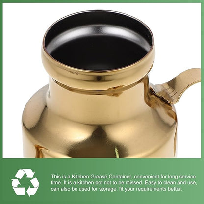 Garneck Gold Olive Oil Dispenser Bottle for Kitchen 11oz Stainless Steel Oil Storage Container With Long Spout Vinegar Grease Pot With Non- Slip Handle for Bbq Cooking Restaurant