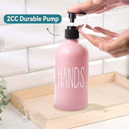 COHOSEGE Glass Soap Dispenser Set 2 Pack,16 Oz Dish Soap Dispenser for Kitchen Sink,Pink Kitchen Accessories and Kitchen Decor,Pink Decorations and Kitchen Utensils for Kitchen - Image 6