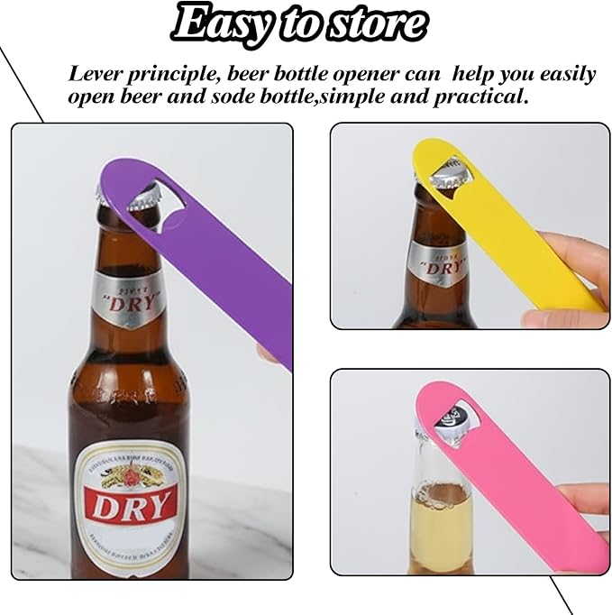 6 Pcs Colorful Stainless Steel Heavy Duty Flat Bottle Openers, 7 Inch Solid Beer Opener for Bartenders, Bars, Kitchens, Weddings, Birthday Parties - Image 4
