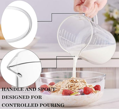 Ackers Etched Graduated Glass Measuring Cup - [Insulated Handle | V-Shaped Spout] - High Borosilicate Glass Measuring Cup for Kitchen or Dining, Easy to Read,1000 ML (32 Oz, 4 Cup) - Image 2