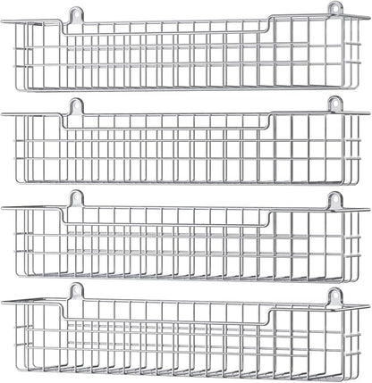 Spice Rack Wall Mount, 4-Pack Seasoning Organizer for Kitchen Storage Organization, Spice Holder Shelf Saving Space for Cabinet, RV, Pantry, Silver by GUUKAR