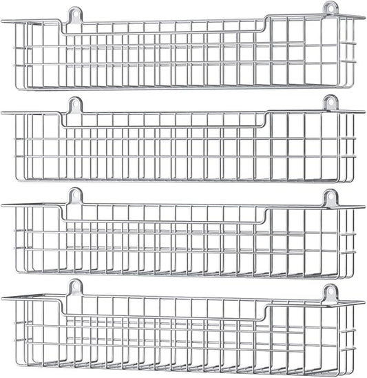 Spice Rack Wall Mount, 4-Pack Seasoning Organizer for Kitchen Storage Organization, Spice Holder Shelf Saving Space for Cabinet, RV, Pantry, Silver by GUUKAR