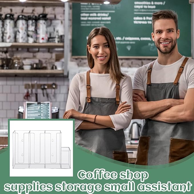 Cunhill 4 Compartments Acrylic Coffee Cup and Lid Storage Organizer Holder Disposable Paper Cup Dispenser Organizer Plastic Lid Holder Accessories for Kitchen Bar Shop Party Supplies(Transparent) - Image 6