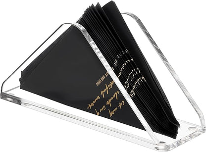 Acrylic Standing Triangle Paper Napkin Holder for table, Napkin Dispenser for Dinner, Cocktail, Luncheon Napkins, Indoor Outdoor Home Dining Restaurant Kitchen Decor