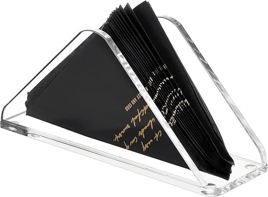 Acrylic Standing Triangle Paper Napkin Holder for table, Napkin Dispenser for Dinner, Cocktail, Luncheon Napkins, Indoor Outdoor Home Dining Restaurant Kitchen Decor