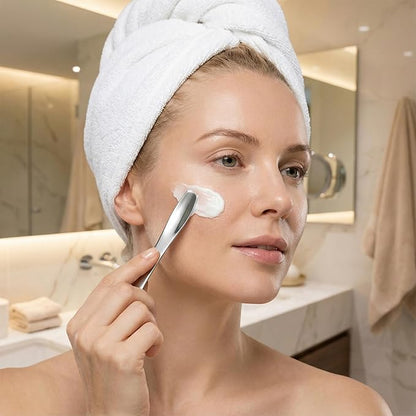 Pndeyo 3pcs Mini Stainless Steel Makeup Spatula, 2.75x0.45in Reusable Cosmetic Cream Spatulas Spoon, Silver Skincare Scoop Applicator Facial Massage Beauty Tools for Mixing Face Eye Cream