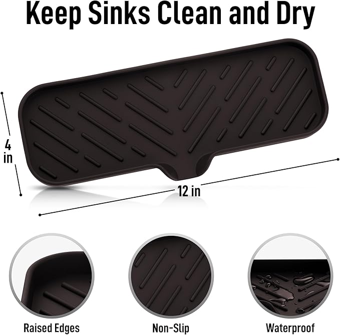 Zulay Kitchen Large Silicone Sponge Holder (12x4) – Flexible Sink Organizer Tray for Kitchen & Bathroom – Multipurpose Soap Dish for Sponges, Makeup, Trinkets & More (Chocolate) - Image 4