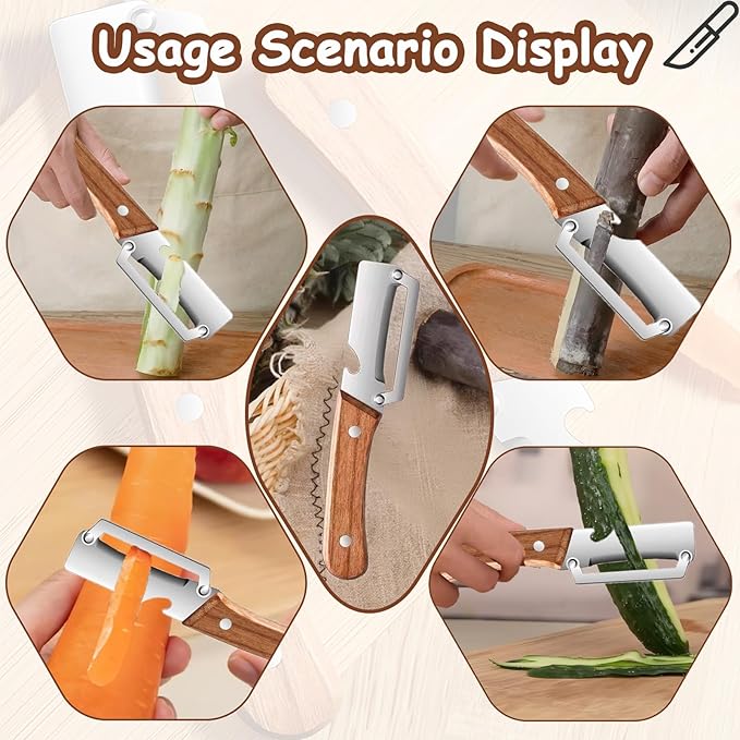 Premium Vegetable Peeler with Wooden Handle and Bottle Opener, Multi Functional Vegetable Peeler for Kitchen, Stainless Steel Blade Kitchen Tool for Vegetables or Fruits That Need to Be Peeled(2PCS) - Image 5