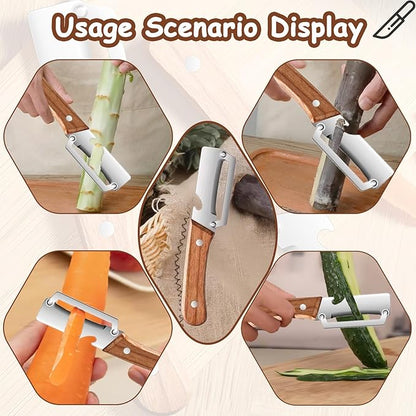 Premium Vegetable Peeler with Wooden Handle and Bottle Opener, Multi Functional Vegetable Peeler for Kitchen, Stainless Steel Blade Kitchen Tool for Vegetables or Fruits That Need to Be Peeled(1PCS) - Image 5