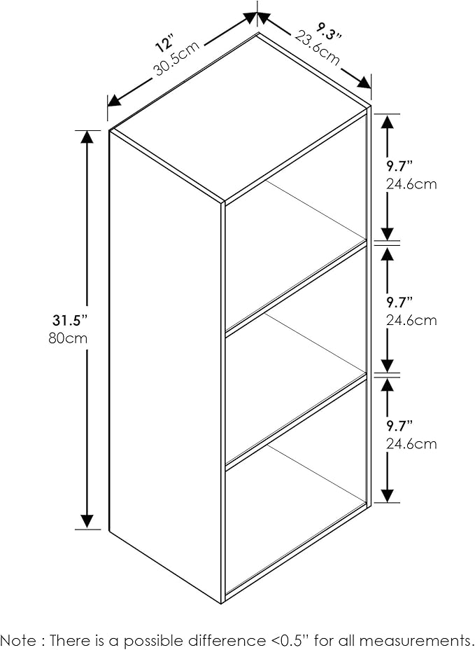 Furinno LUDER Book Shelf, 3-Cube Bookshelf, Bookcase with Open Shelves, 9.3 x 12 x 31.5, Easy Assembly, for Living Room, Bedroom, Home Office, Blackwood - Image 9