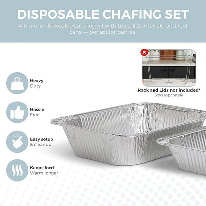 Alpha Living 6 Pack Refill Kit - Disposable Chafing Dish Buffet Set, Welded Body Food Warmers for Parties, Fuel Cans, Half Size Pans, Warming Trays - Image 3