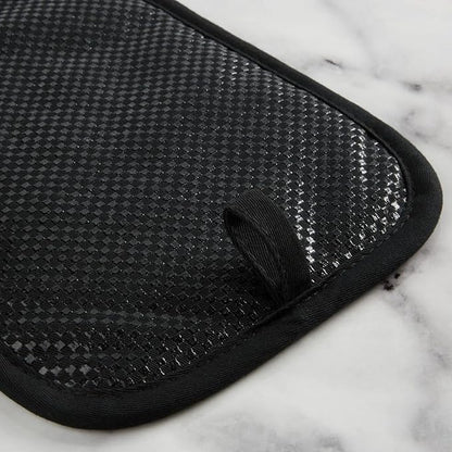 KITCHENAID Gingham Pot Holder 2-Pack Set, Matte Black, 7"x10"