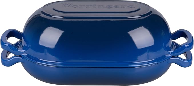 VORRINGARD Enameled Cast Iron Sourdough Bread Oven, Dutch Oven, Loaf Cast Iron Bread Pan for Homemade Bread Baking, Meatloaf Pan with Lid, 7QT, Blue - Image 7