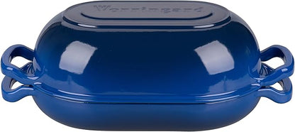 VORRINGARD Enameled Cast Iron Sourdough Bread Oven, Dutch Oven, Loaf Cast Iron Bread Pan for Homemade Bread Baking, Meatloaf Pan with Lid, 7QT, Blue - Image 7