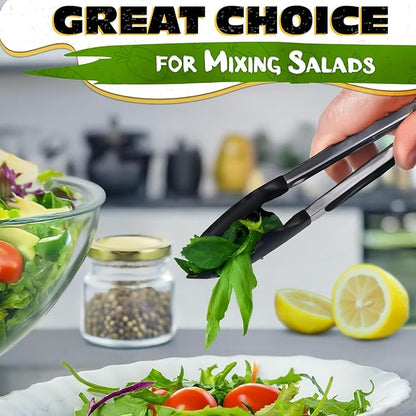 Kitchen Tongs Set of 3-7/9/12" Silicone Tipped Tongs for Cooking with Stainless Steel Build for Heat Resistant Handling, Non Stick & Easy-Lock Storage – Versatile Set for Meat Flipping & Salad Prep - Image 6