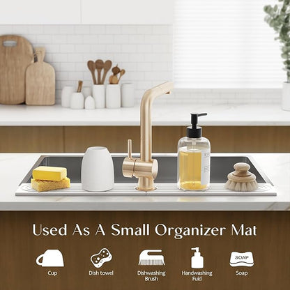 eormoe 30 Inch Faucet Mat for Kitchen Sink - Instant Dry Sink Protector for Countertop, Extra-Long Diatomaceous Earth Stone Sink Tray Around Faucet for Kitchen Bathroom RVs (Light Grey, 30" x 3.9") - Image 5