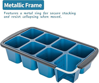 GORCI Ice Cube Tray For Freezer, 16 Large 1/2 Cub Cubes, Silicone Ice Trays For Freezer With Lid, Heavy-duty, Sturdy and Easy to Demold, Suitable for whisky, coffee, Herbs, Purees, 2-Pack - Image 2